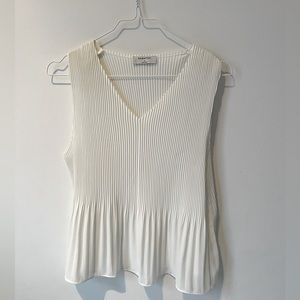White pleated blouse